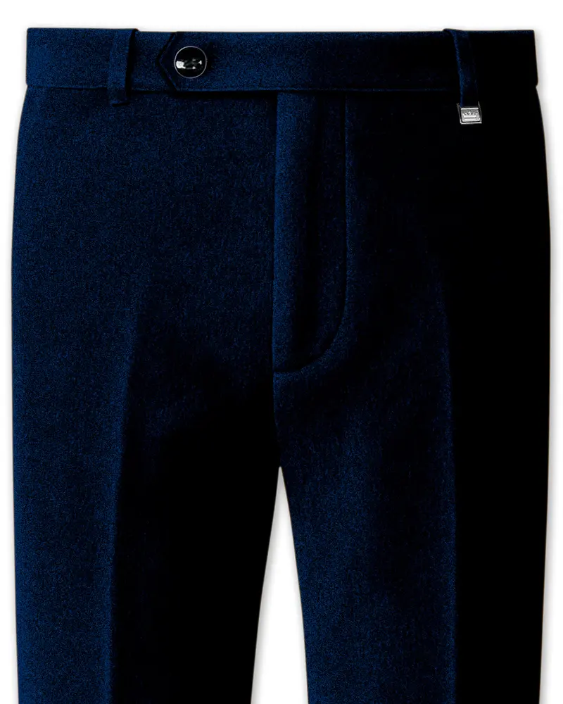 Ashen-Cinder Blue Velvet Stretchable Waistband Pant 1