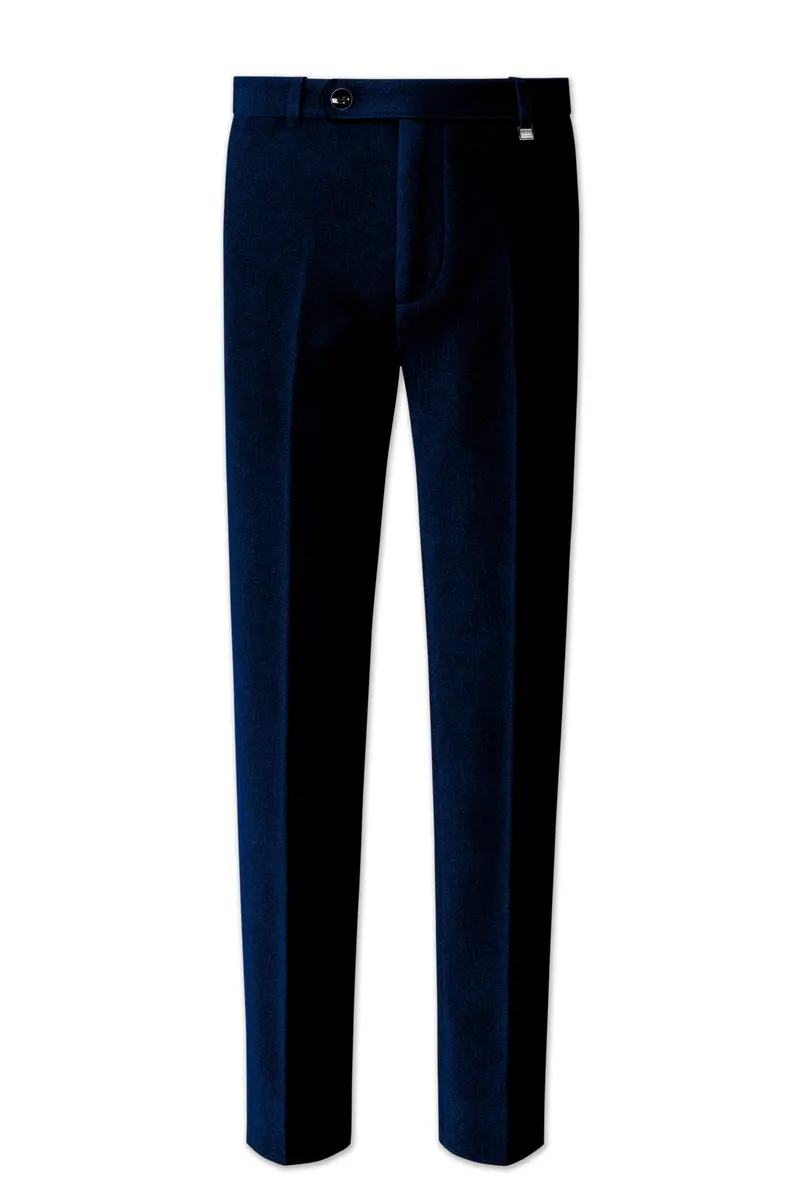 Ashen-Cinder Blue Velvet Stretchable Waistband Pant 2