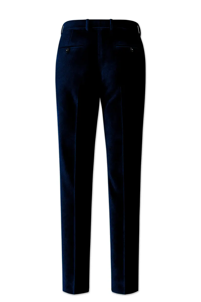 Ashen-Cinder Blue Velvet Stretchable Waistband Pant 6