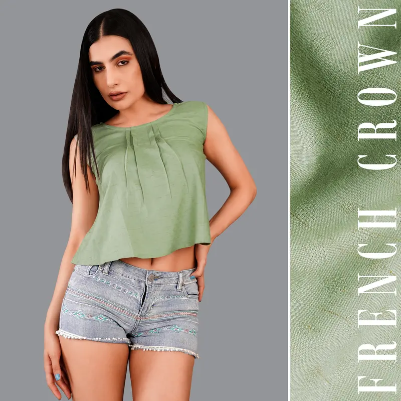 Asparagus Green Premium Cotton Crop Top 1