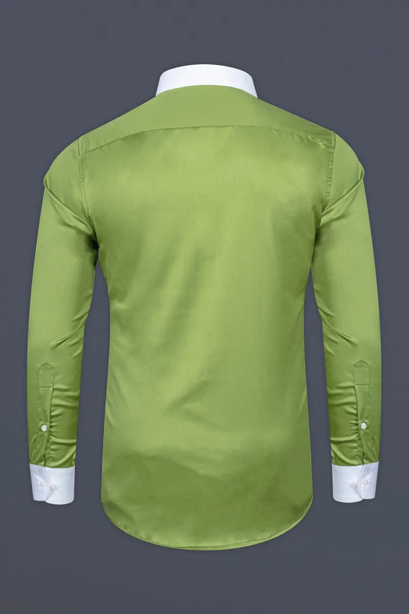 Asparagus Green Subtle Sheen Super Soft Premium Cotton Shirt 6