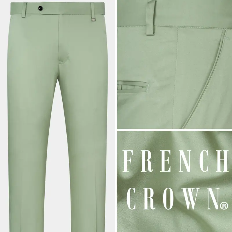 Asparagus Green With Horizontal Stitches Premium Cotton Pant 1