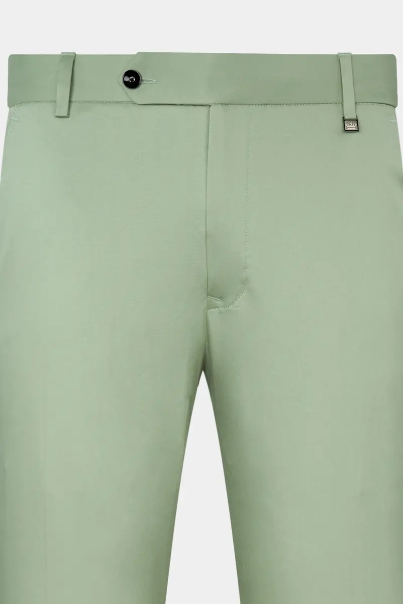 Asparagus Green With Horizontal Stitches Premium Cotton Pant 2