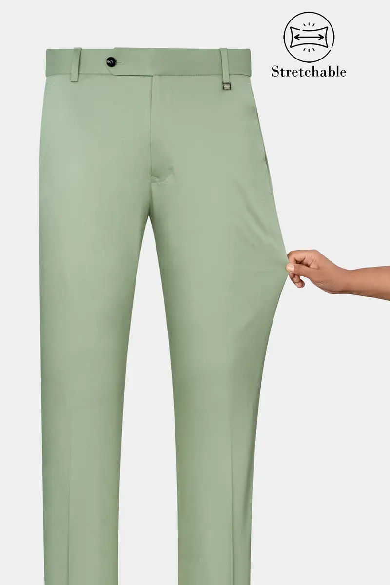 Asparagus Green With Horizontal Stitches Premium Cotton Pant 5