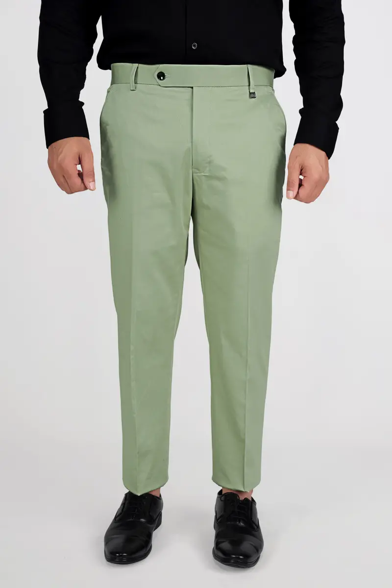 Asparagus Green With Horizontal Stitches Premium Cotton Pant 6