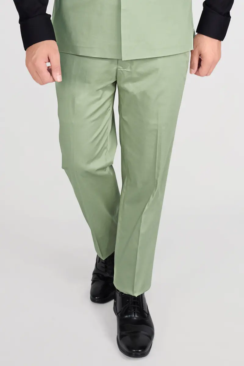 Asparagus Green With Horizontal Stitches Premium Cotton Pant 9