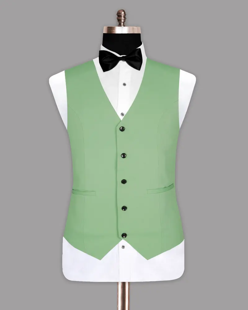 Asparagus Green Wool Blend Dinner Waistcoat 2