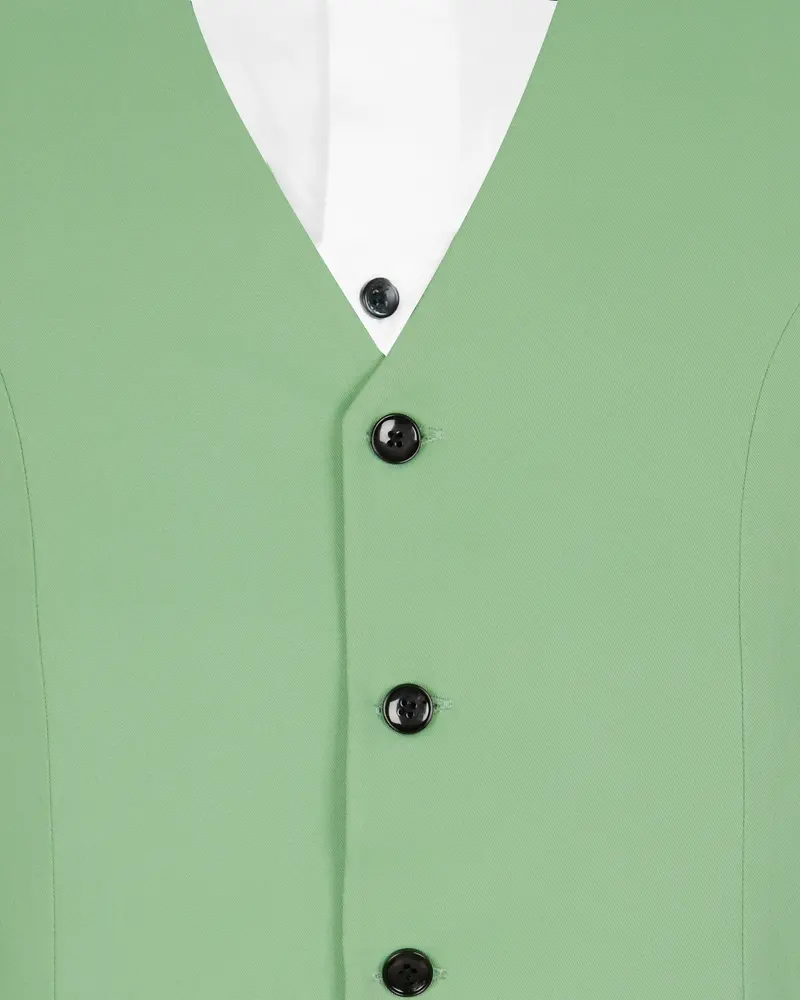 Asparagus Green Wool Blend Dinner Waistcoat 5
