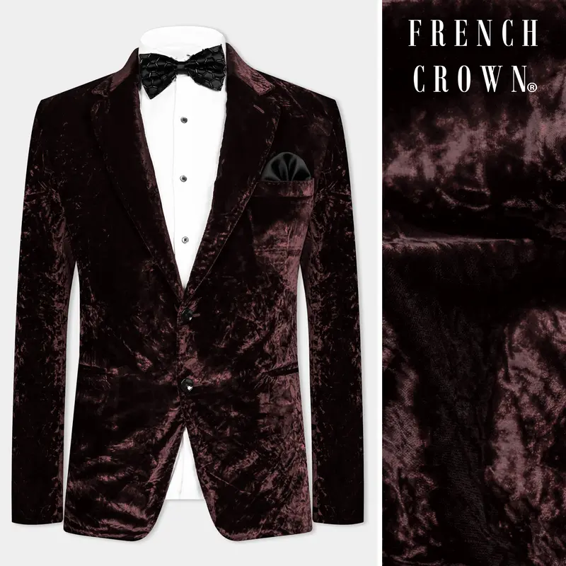Asphalt Brown Crushed Velvet Blazer 1