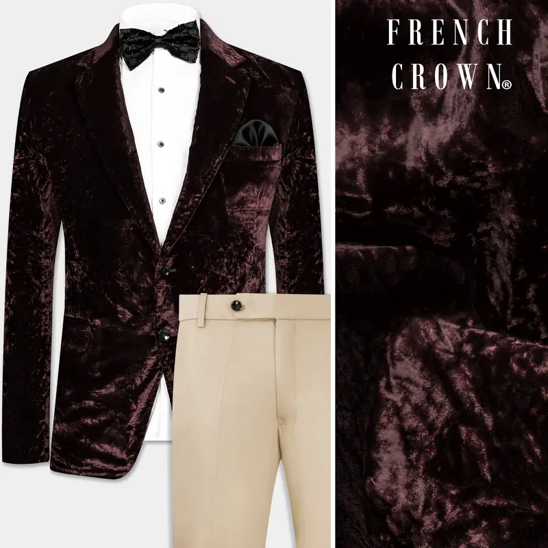 Asphalt Brown Crushed Velvet Suit 1