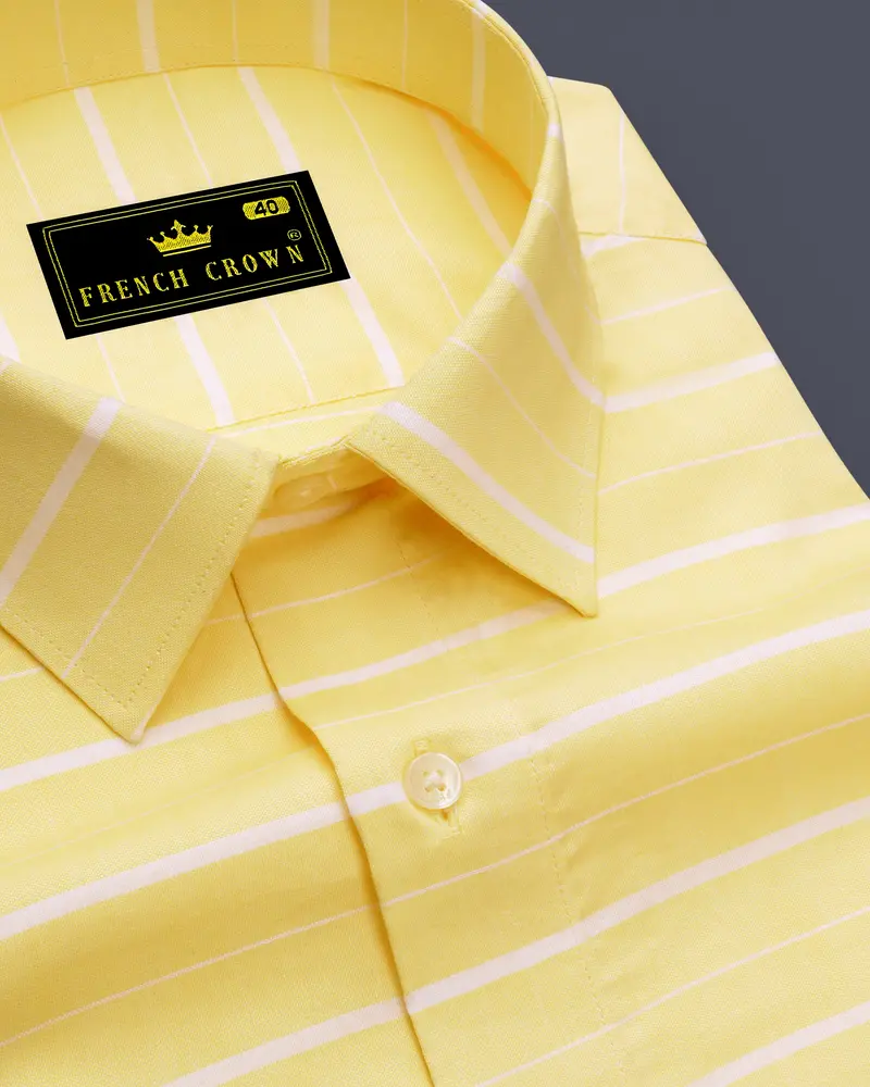 Astra Yellow And White Striped Royal Oxford Shirt 1