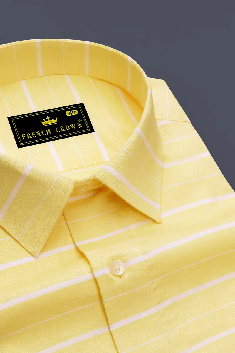 Astra Yellow And White Striped Royal Oxford Shirt 2