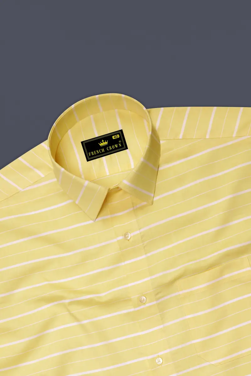 Astra Yellow And White Striped Royal Oxford Shirt 5