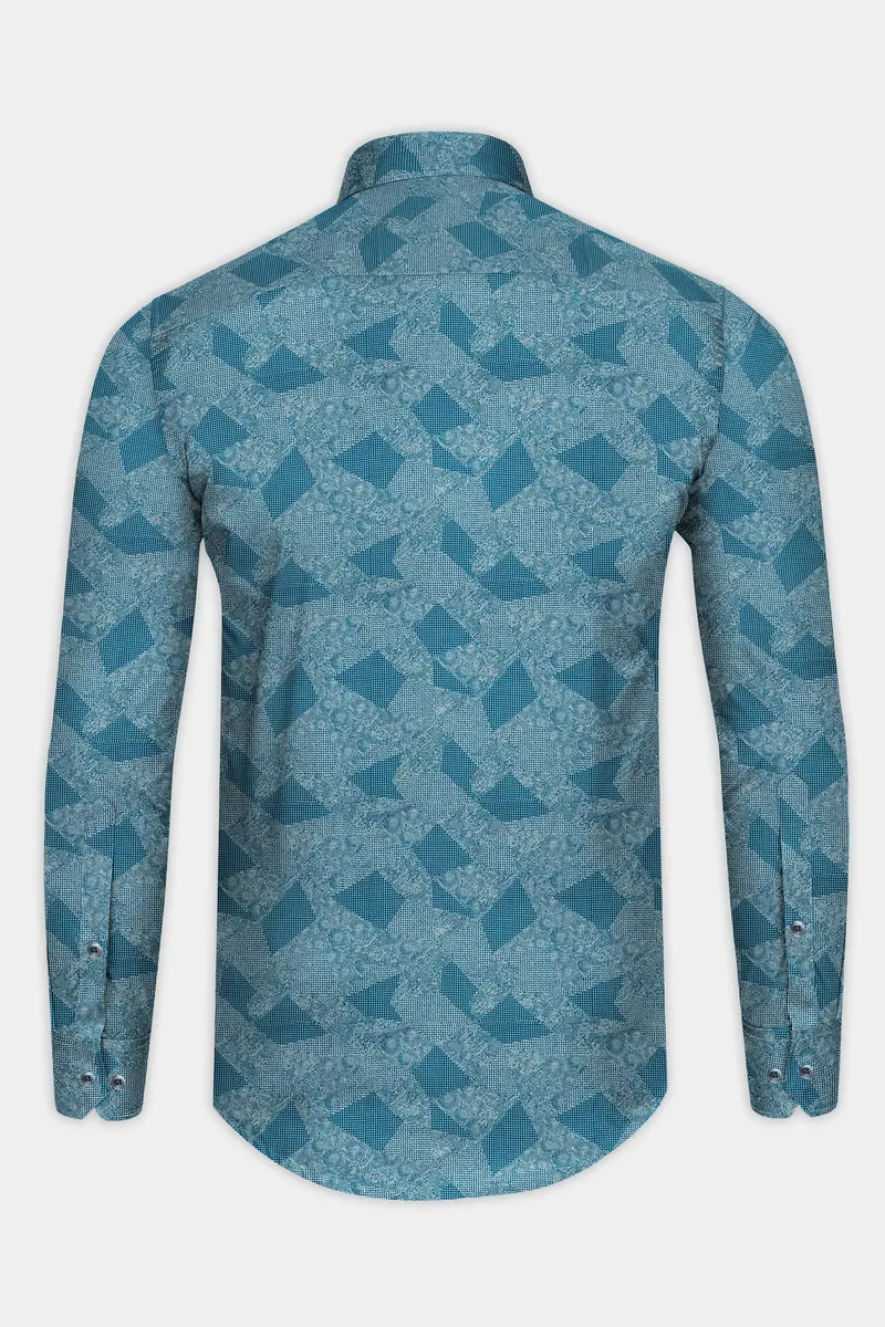 Astronaut Blue Printed Super Soft Premium Cotton Shirt 5