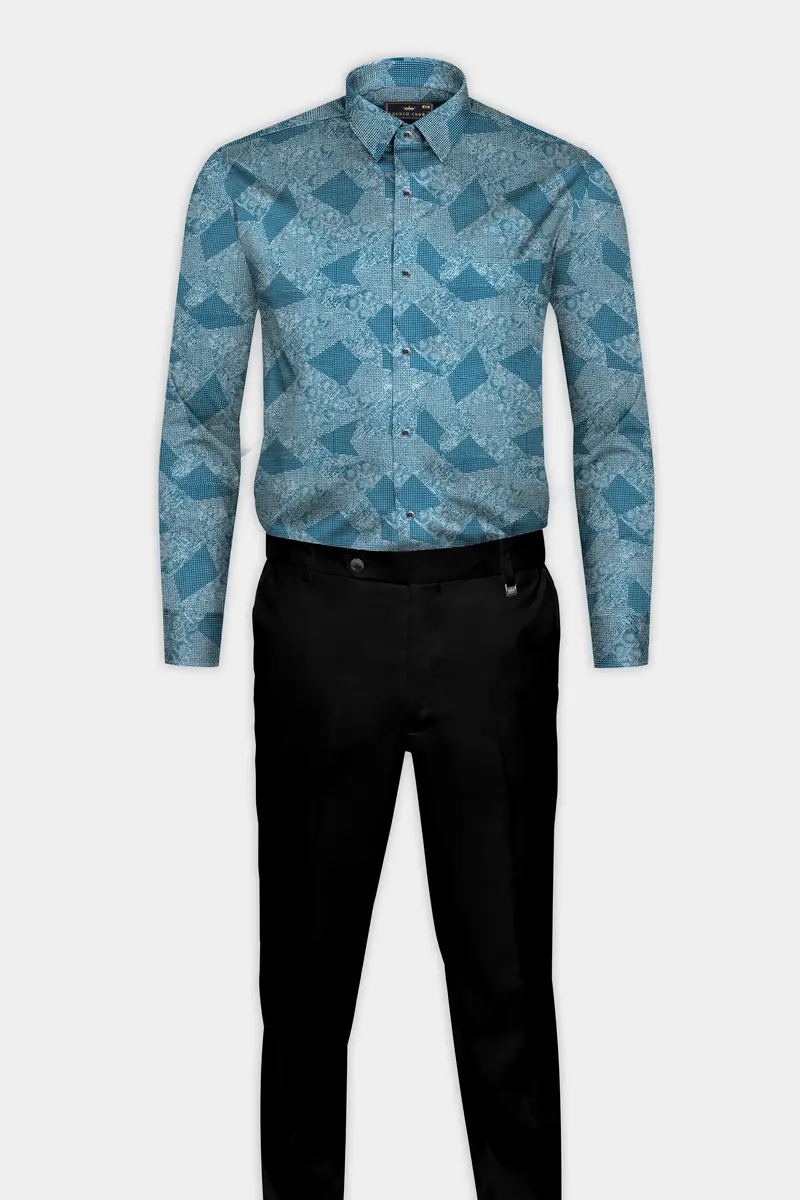 Astronaut Blue Printed Super Soft Premium Cotton Shirt 6