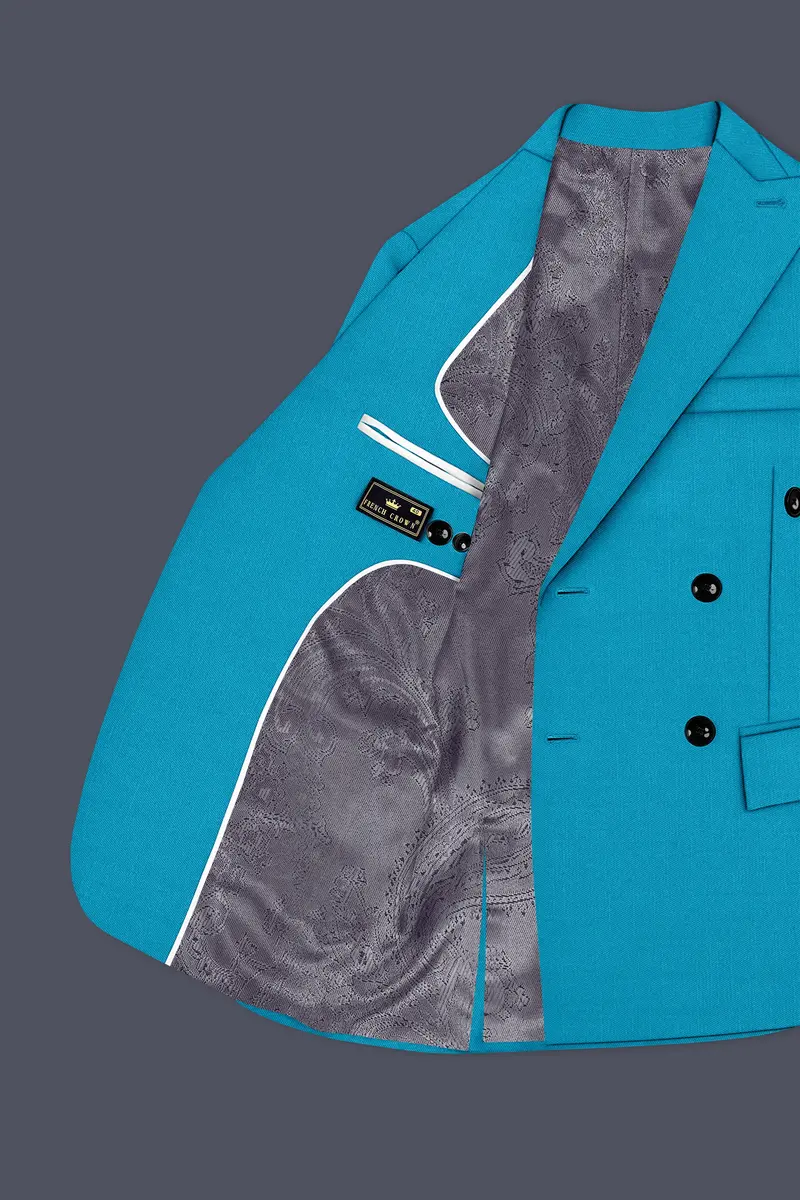Atlantic-Bondi Blue Wool Rich Slight Stretch Double Breasted Suit 6