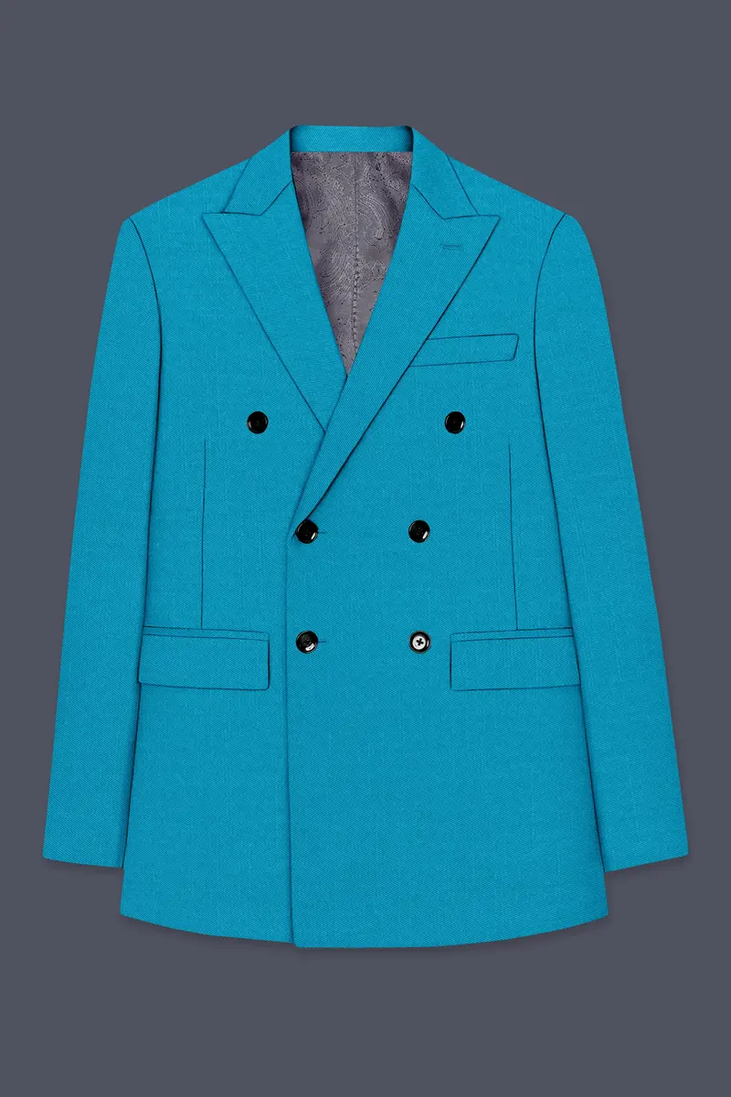 Atlantic-Bondi Blue Wool Rich Slight Stretch Double Breasted Suit 8
