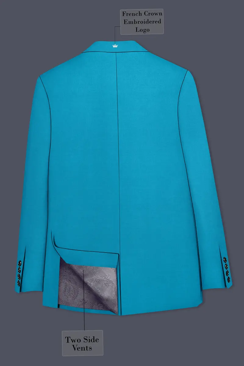 Atlantic-Bondi Blue Wool Rich Slight Stretch Double Breasted Suit 9