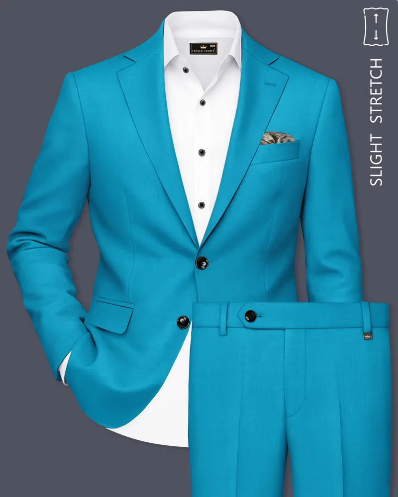 Atlantic-Bondi Blue Wool Rich Slight Stretch Single Breasted Suit 1
