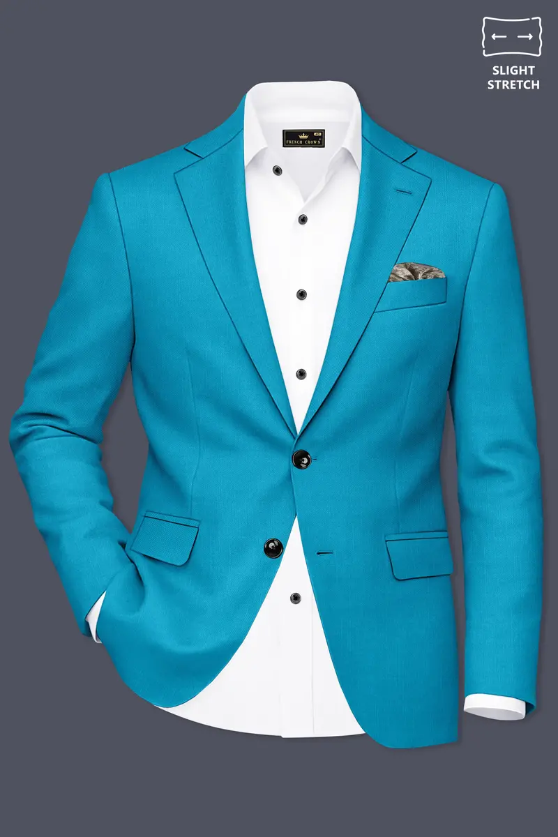 Atlantic-Bondi Blue Wool Rich Slight Stretch Single Breasted Suit 10