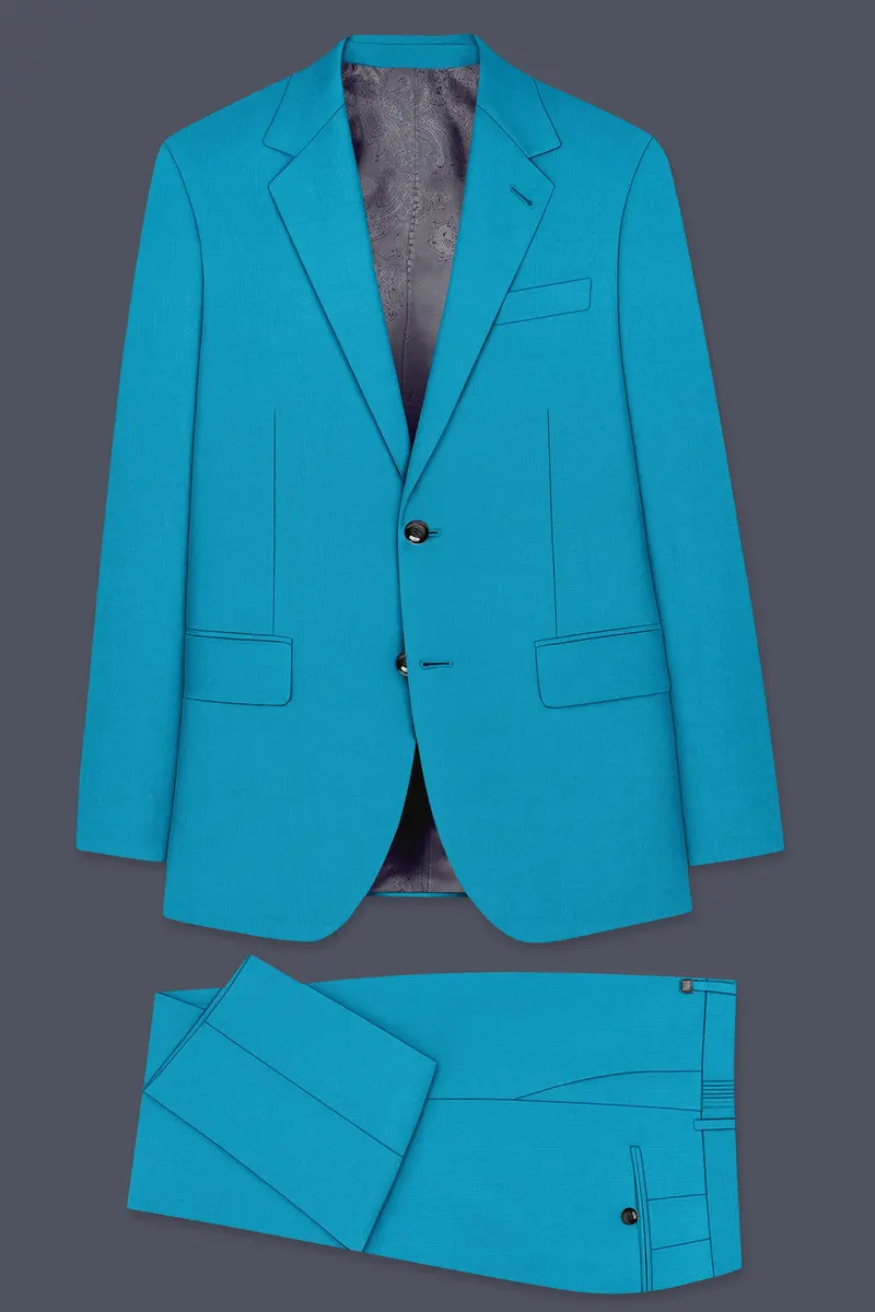 Atlantic-Bondi Blue Wool Rich Slight Stretch Single Breasted Suit 11