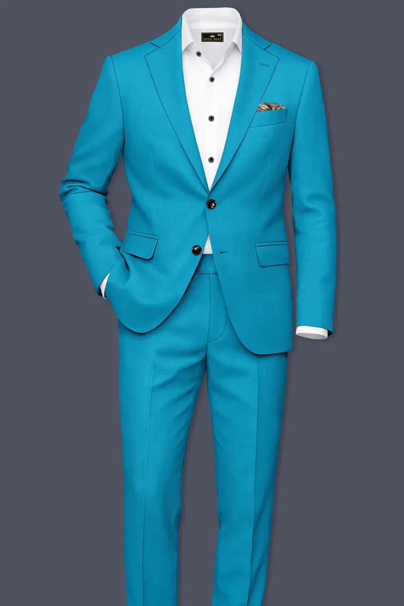 Atlantic-Bondi Blue Wool Rich Slight Stretch Single Breasted Suit 4