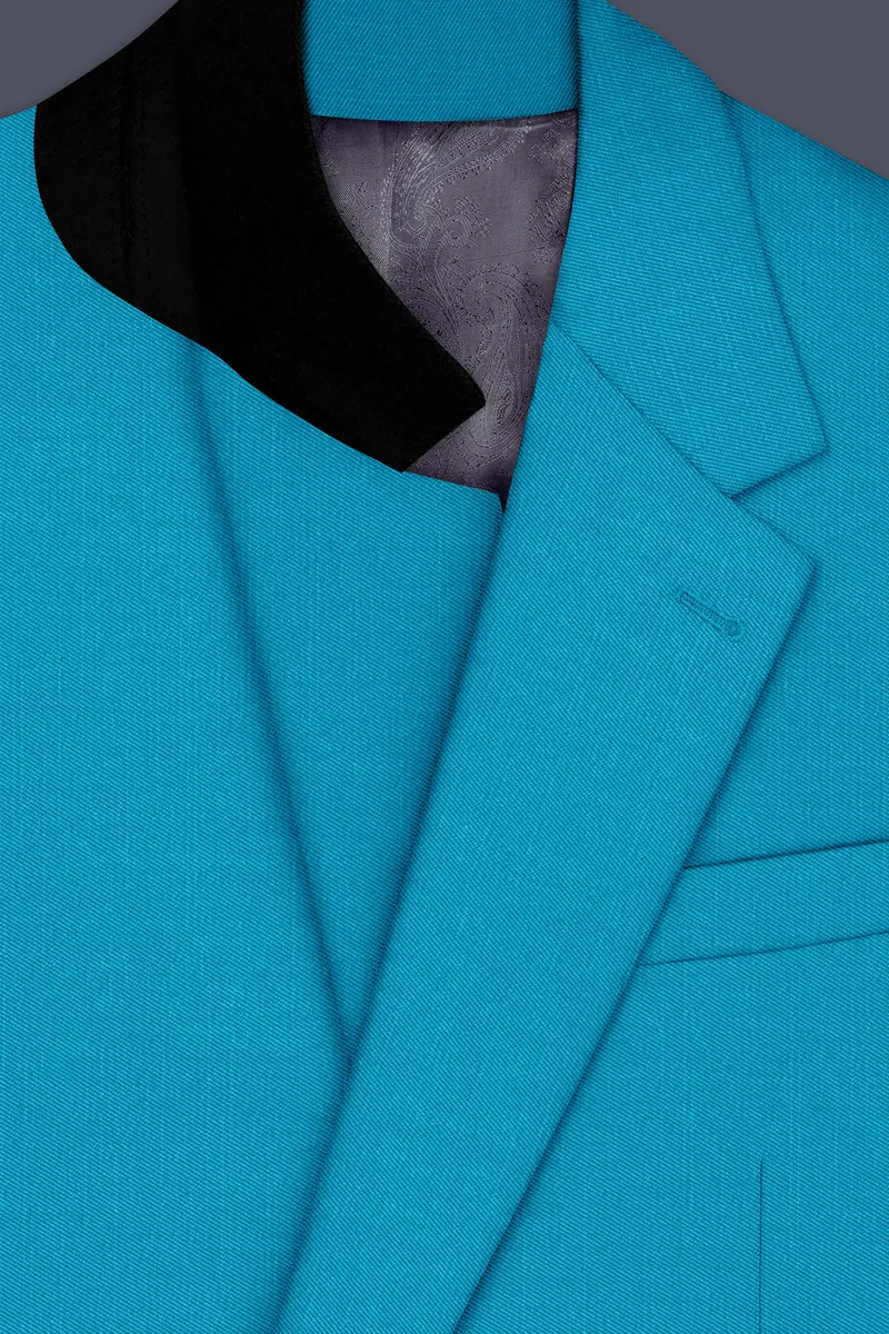 Atlantic-Bondi Blue Wool Rich Slight Stretch Single Breasted Suit 5