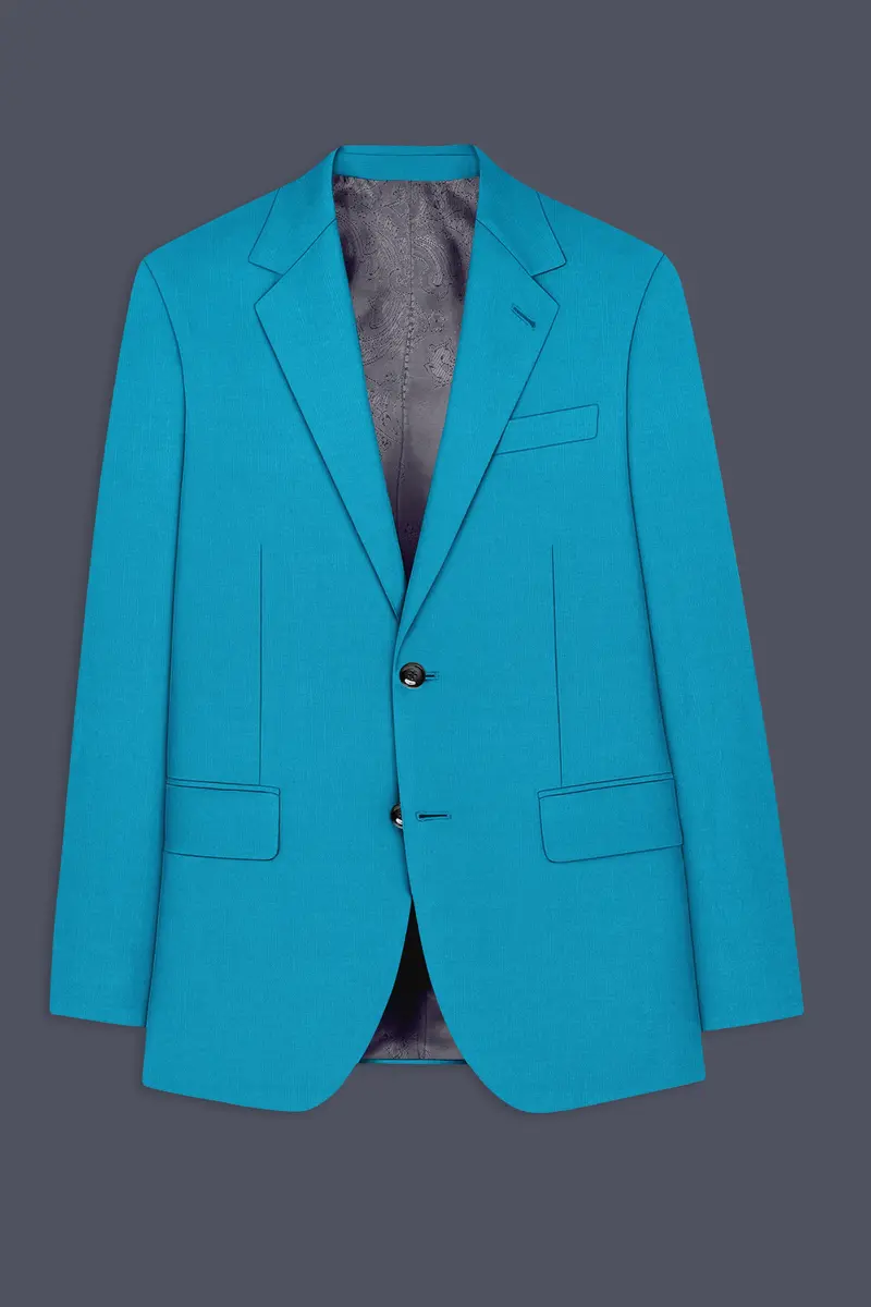 Atlantic-Bondi Blue Wool Rich Slight Stretch Single Breasted Suit 8