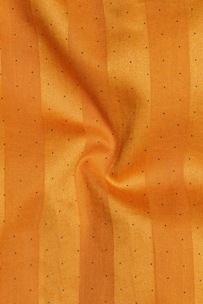 Atomic Tangerine Orange Striped Dobby Textured Premium Giza Cotton Shirt 3