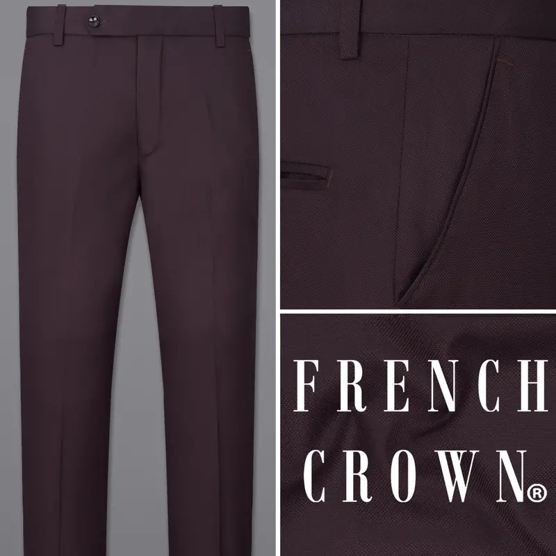 Aubergine Maroon Textured Pant 1