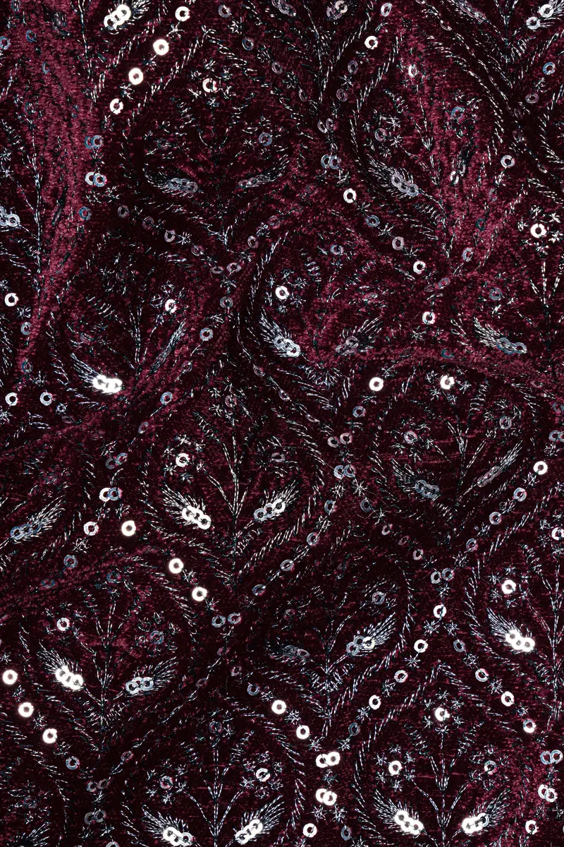 Aubergine Maroon With Sequins And Thread Embroidered Nehru Jacket 3