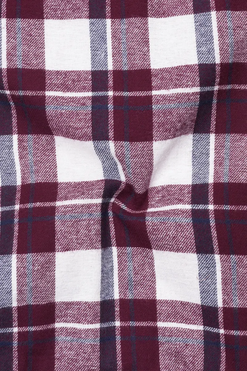 Aubergine Wine With White Plaid Flannel Overshirt/Shacket 3