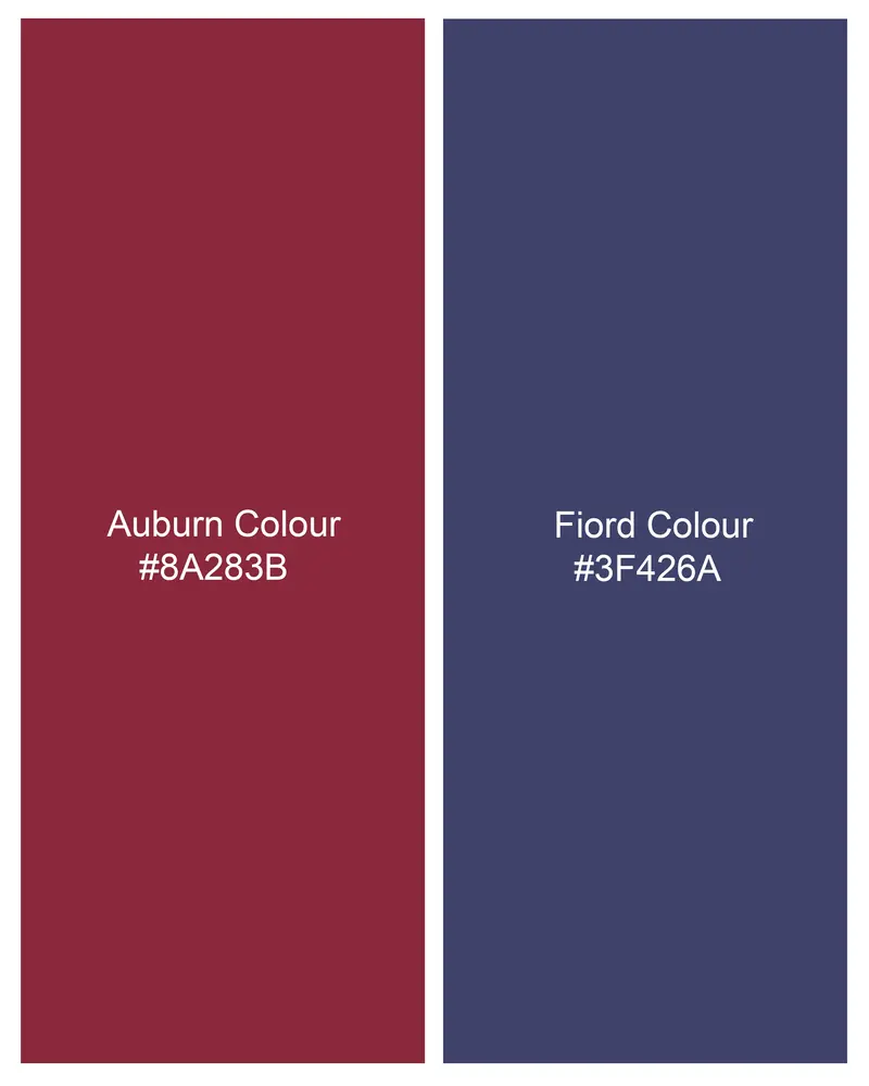 Auburn Red With Fiord Blue Jacquard Textured Giza Cotton Shirt 8