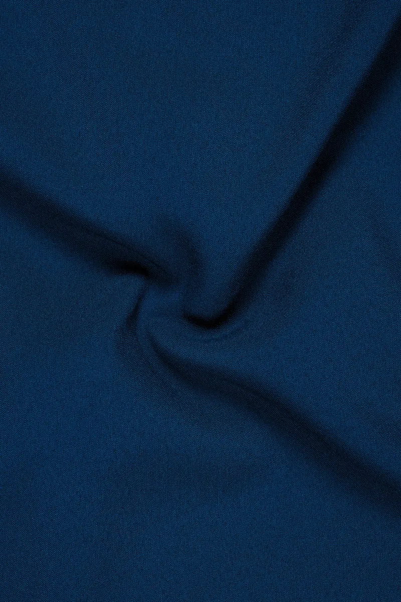 Aureblu-Korean Prussian Blue 4-Way Stretch Wrinkle-Free Wool Rich Bandhgala Suit 3