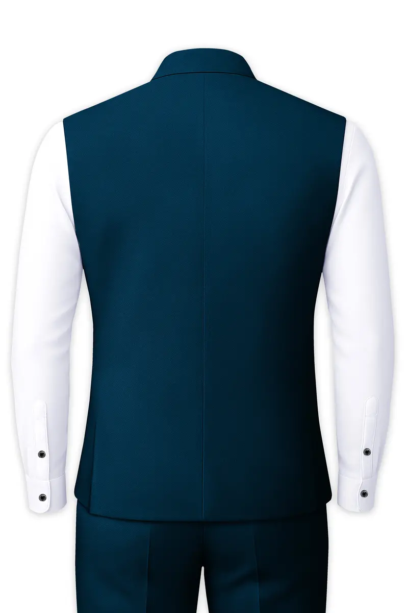 Aureblu-Korean Prussian Blue 4-Way Stretch Wrinkle-Free Wool Rich Nehru Jacket 4