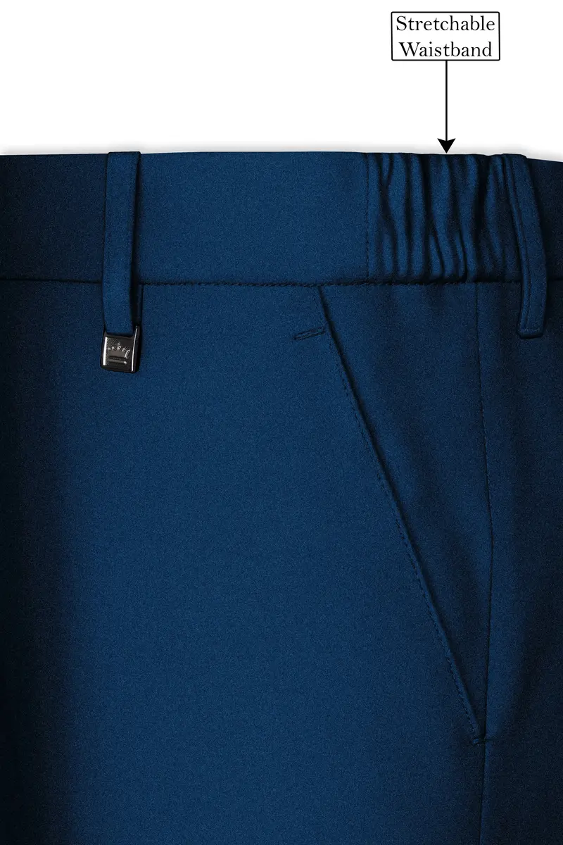 Aureblu-Korean Prussian Blue 4-Way Stretch Wrinkle-Free Wool Rich Tuxedo Suit 15