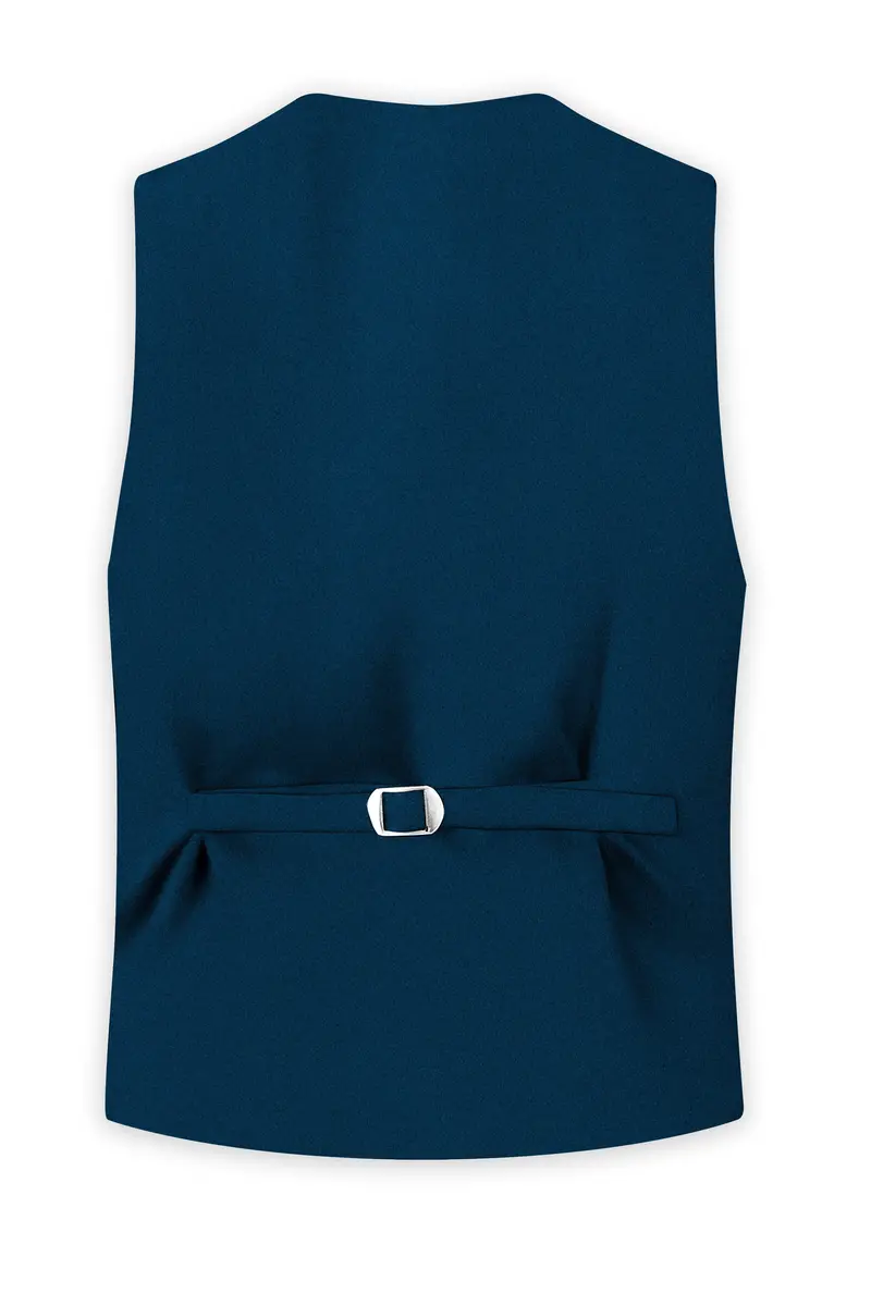 Aureblu-Korean Prussian Blue 4-Way Stretch Wrinkle-Free Wool Rich Waistcoat 4