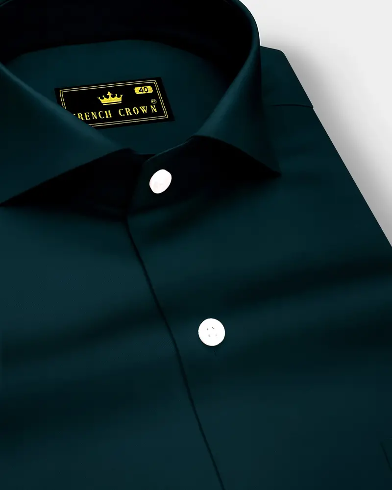 Aureburn-Burnham Green Subtle Sheen Super Soft Premium Cotton Cut Away Collar Dress Shirt 1