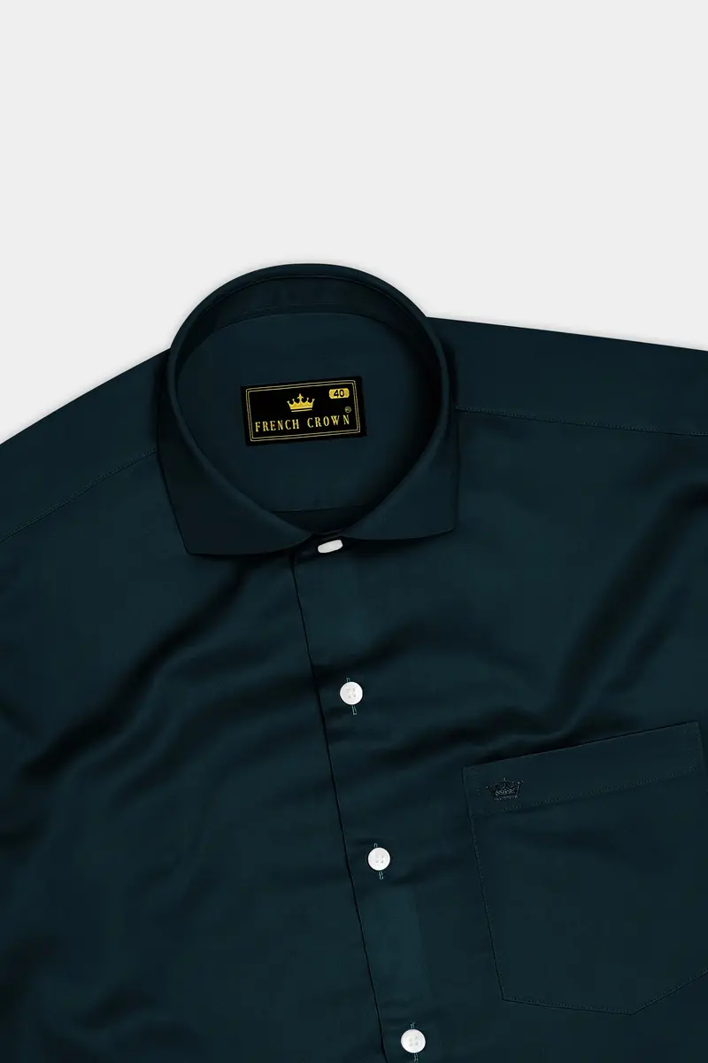 Aureburn-Burnham Green Subtle Sheen Super Soft Premium Cotton Cut Away Collar Dress Shirt 5