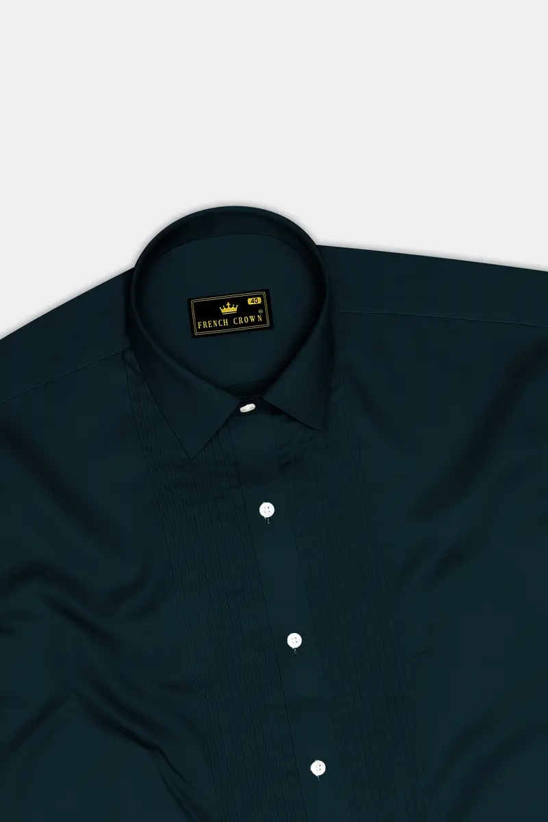 Aureburn-Burnham Green Subtle Sheen Super Soft Premium Cotton Tuxedo Shirt 5