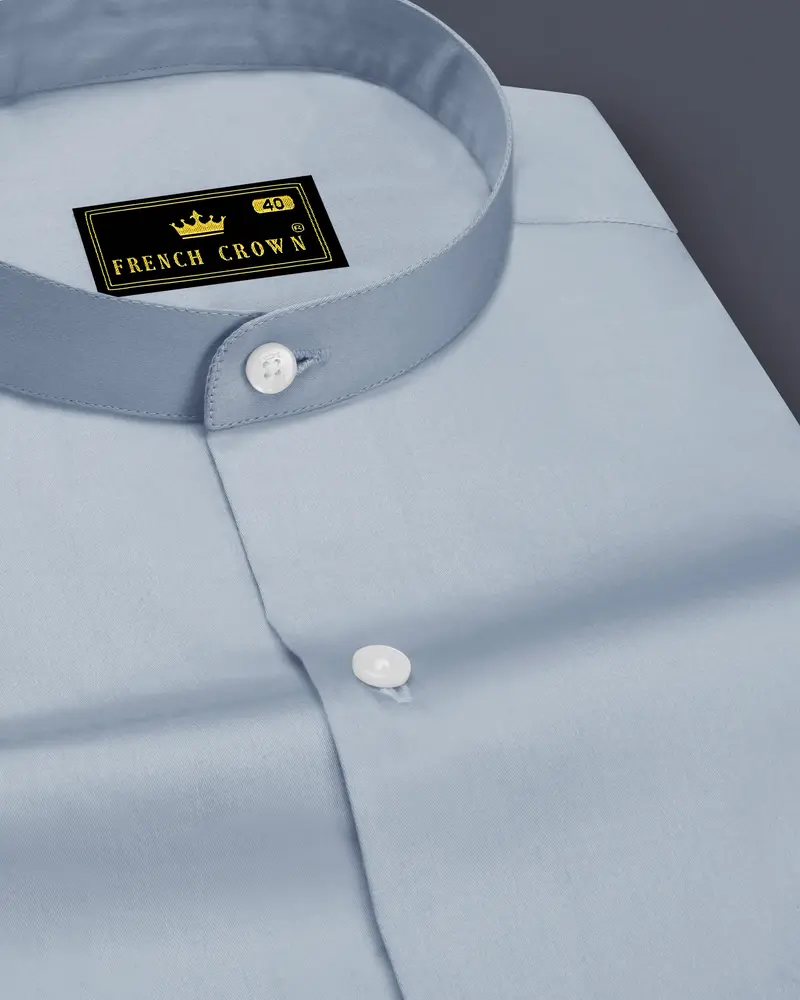 Aurecad-Cadet Gray Subtle Sheen Super Soft Premium Cotton Mandarin Dress Shirt 1