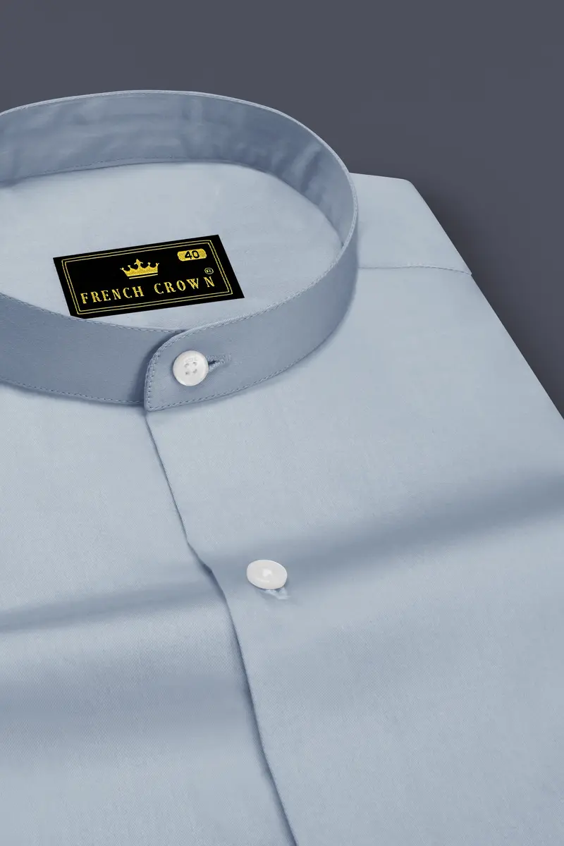 Aurecad-Cadet Gray Subtle Sheen Super Soft Premium Cotton Mandarin Dress Shirt 2