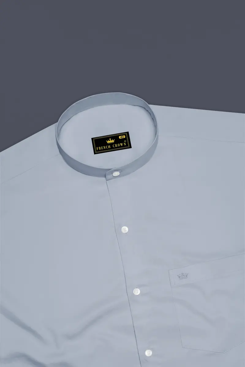 Aurecad-Cadet Gray Subtle Sheen Super Soft Premium Cotton Mandarin Dress Shirt 5