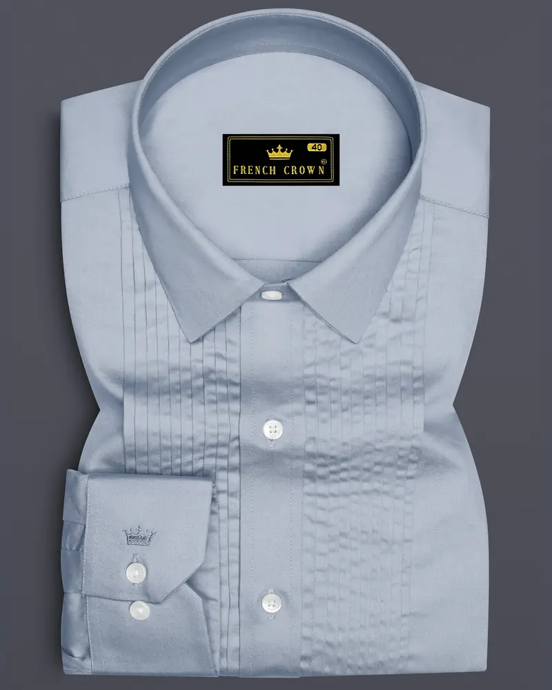 Aurecad-Cadet Gray Subtle Sheen Super Soft Premium Cotton Tuxedo Dress Shirt 1