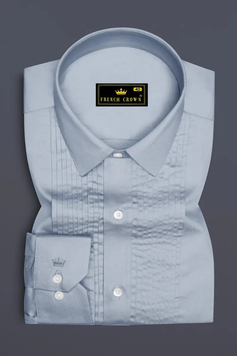 Aurecad-Cadet Gray Subtle Sheen Super Soft Premium Cotton Tuxedo Dress Shirt 2