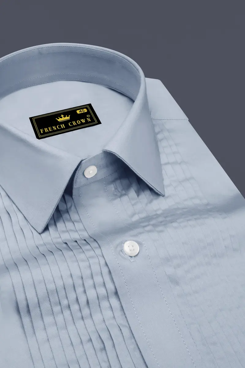 Aurecad-Cadet Gray Subtle Sheen Super Soft Premium Cotton Tuxedo Dress Shirt 4