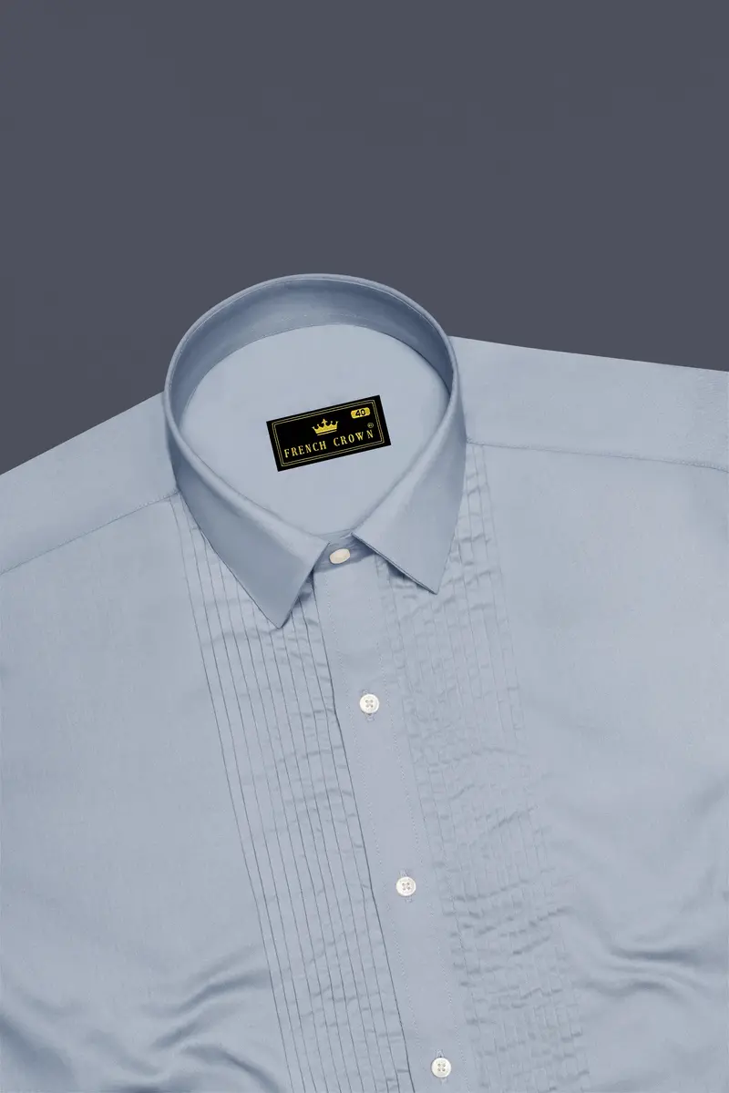 Aurecad-Cadet Gray Subtle Sheen Super Soft Premium Cotton Tuxedo Dress Shirt 5