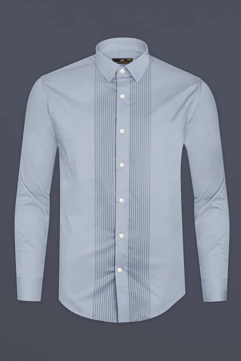 Aurecad-Cadet Gray Subtle Sheen Super Soft Premium Cotton Tuxedo Dress Shirt 6