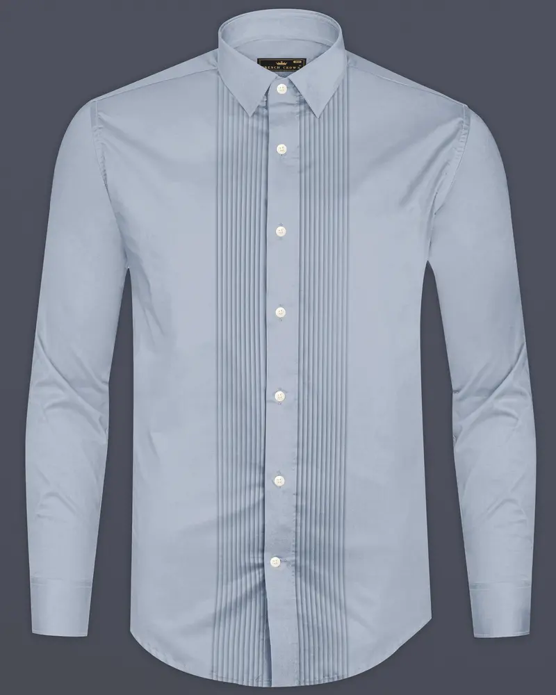 Aurecad-Cadet Gray Subtle Sheen Super Soft Premium Cotton Tuxedo Dress Shirt 8