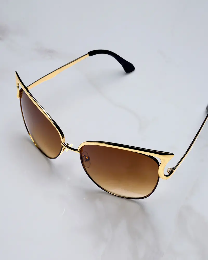 Aurecat-Mocha Bronze French Crown Cat Eye Unisex Sunglasses 1